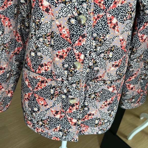 Garnet Hill Organic-Cotton Quilted Gauze Jacket Cottage Floral Size Small Fall - Picture 6 of 15